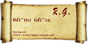 Réthi Géza névjegykártya